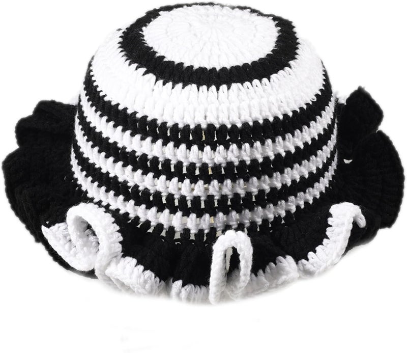 Ahouws Crochet Bucket Hat Women Trendy Knit Floppy Cap Cute Boho Handmade Beanies Outdoor Boho Travel Fishing Hat - Image 1